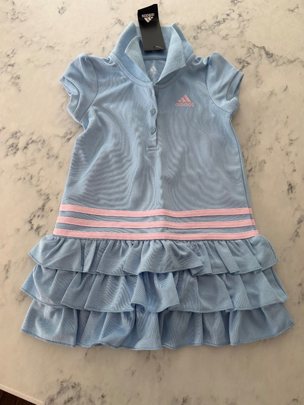 NWT Girls Adidas Tennis or Athletic Style Dress with Ruffle Detail Bottom
